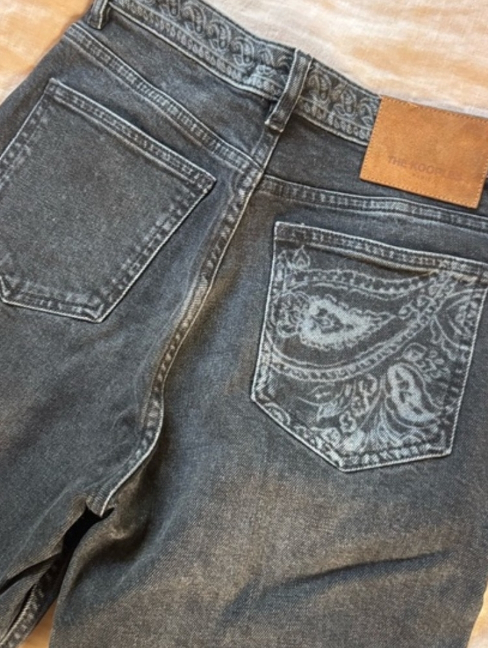 Dark Gray Jeans with Paisley Back Pocket